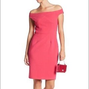 NWT Black Halo Claire Off Shoulder Neon Pink Dress
